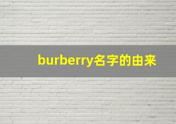 burberry名字的由来