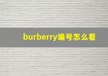 burberry编号怎么看