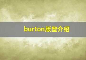 burton版型介绍