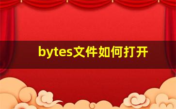 bytes文件如何打开