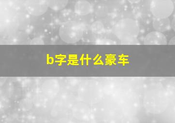 b字是什么豪车