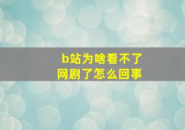 b站为啥看不了网剧了怎么回事