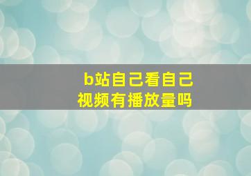 b站自己看自己视频有播放量吗