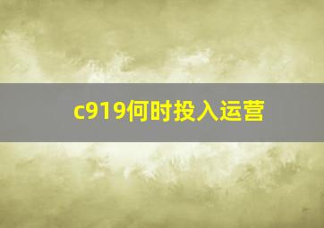 c919何时投入运营