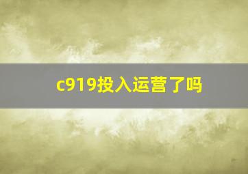 c919投入运营了吗