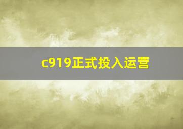 c919正式投入运营