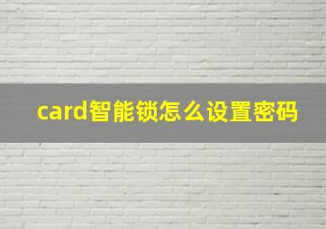 card智能锁怎么设置密码