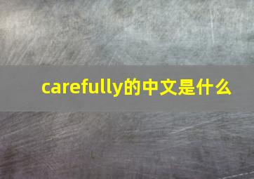 carefully的中文是什么