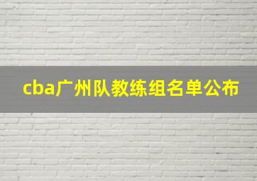 cba广州队教练组名单公布