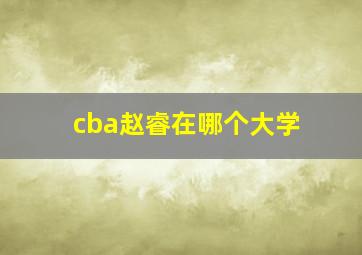 cba赵睿在哪个大学