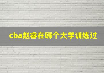 cba赵睿在哪个大学训练过