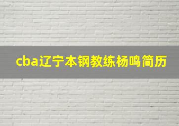 cba辽宁本钢教练杨鸣简历