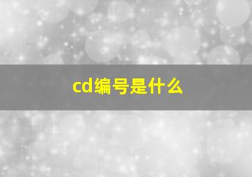 cd编号是什么