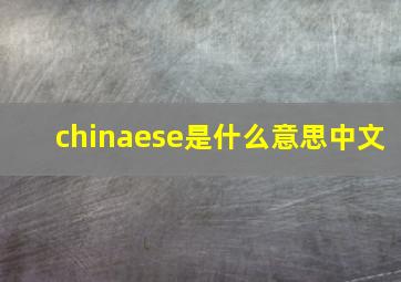 chinaese是什么意思中文