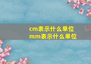 cm表示什么单位mm表示什么单位