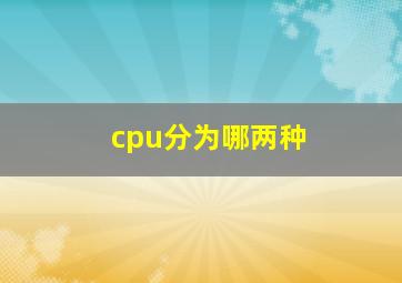 cpu分为哪两种