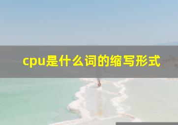 cpu是什么词的缩写形式