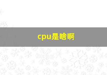 cpu是啥啊