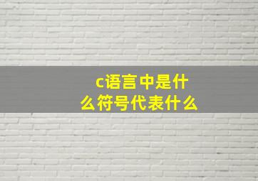 c语言中是什么符号代表什么