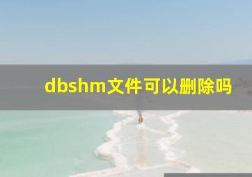 dbshm文件可以删除吗