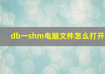 db一shm电脑文件怎么打开