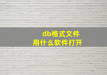 db格式文件用什么软件打开