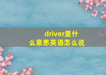 driver是什么意思英语怎么说