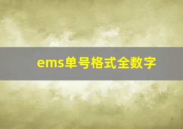 ems单号格式全数字