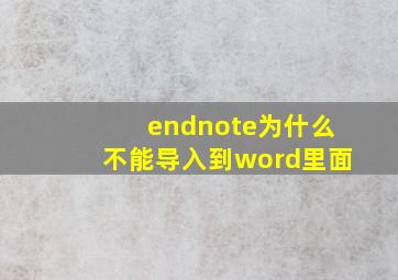 endnote为什么不能导入到word里面