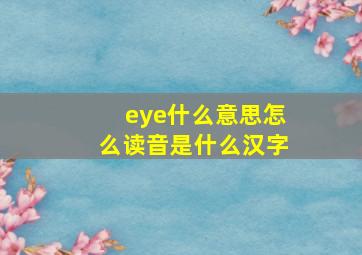 eye什么意思怎么读音是什么汉字