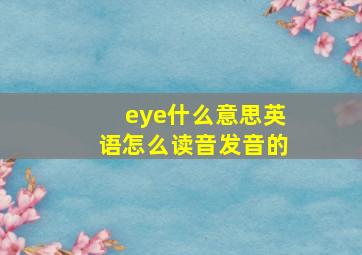 eye什么意思英语怎么读音发音的