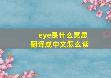 eye是什么意思翻译成中文怎么读