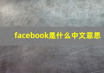 facebook是什么中文意思