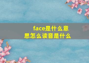 face是什么意思怎么读音是什么