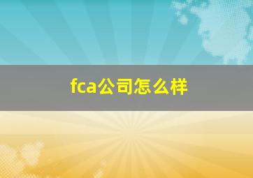 fca公司怎么样