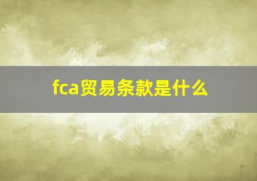 fca贸易条款是什么