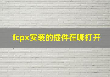 fcpx安装的插件在哪打开