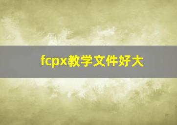 fcpx教学文件好大