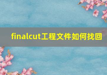 finalcut工程文件如何找回