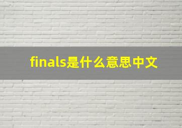 finals是什么意思中文