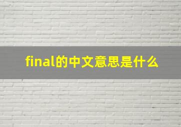 final的中文意思是什么