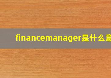 financemanager是什么意思