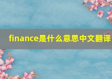 finance是什么意思中文翻译