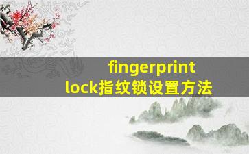 fingerprintlock指纹锁设置方法