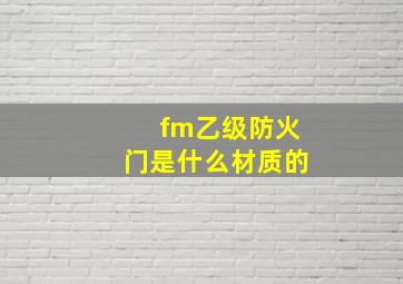 fm乙级防火门是什么材质的