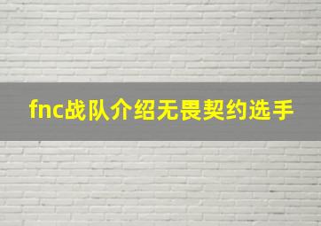 fnc战队介绍无畏契约选手