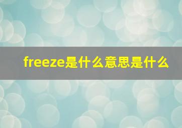 freeze是什么意思是什么