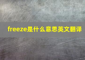 freeze是什么意思英文翻译