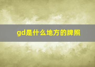 gd是什么地方的牌照