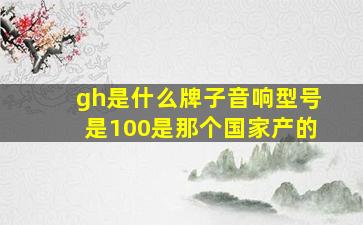 gh是什么牌子音响型号是100是那个国家产的